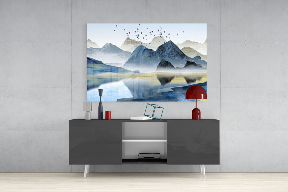Mountains Glass Wall Art.