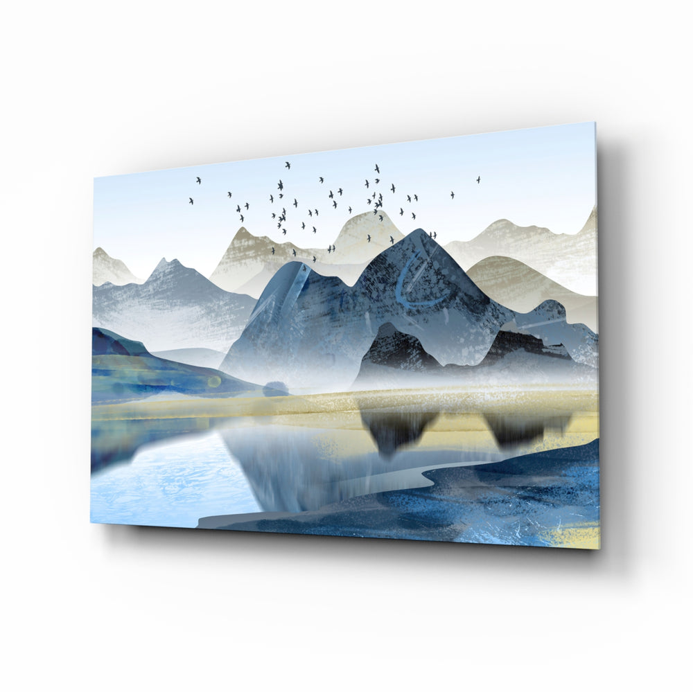 Minimalist-landscape panel bringing serene calm to a contemporary lounge