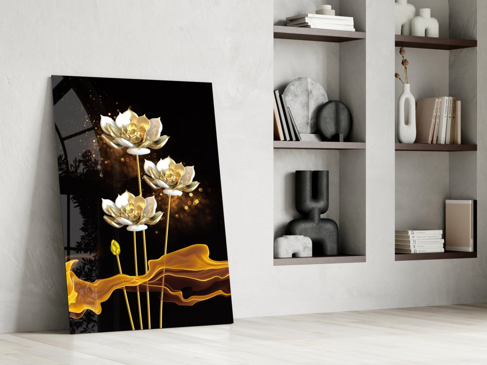 Flowers artwork anchoring a wall with luxurious biophilic palette