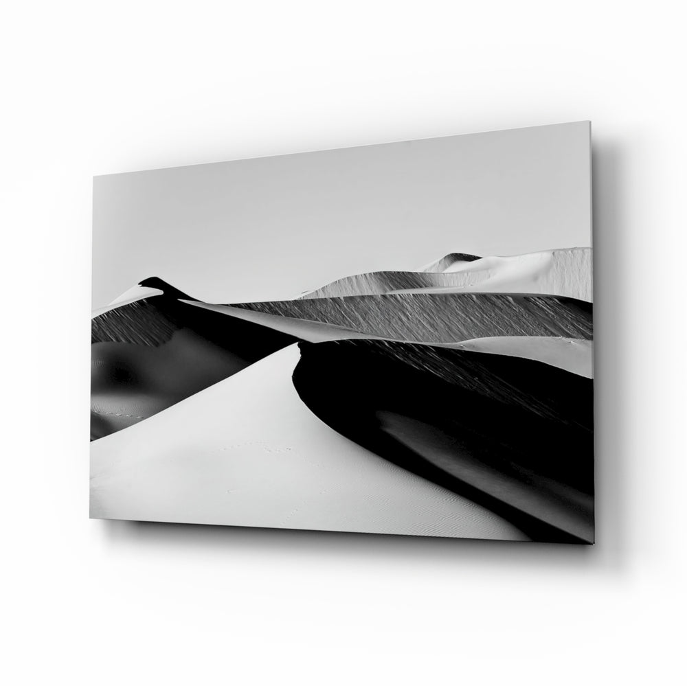 Monochrome-landscape panel bringing serene calm to a contemporary lounge