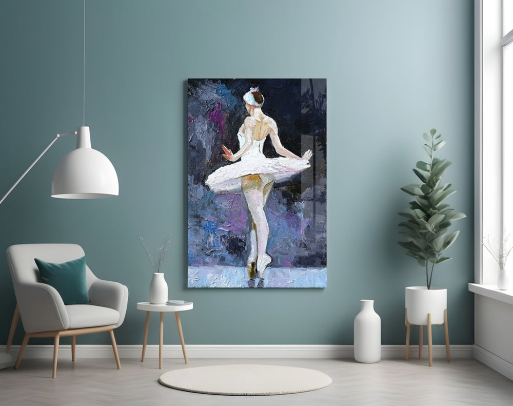 Ballerina panel adding editorial mood to a living room