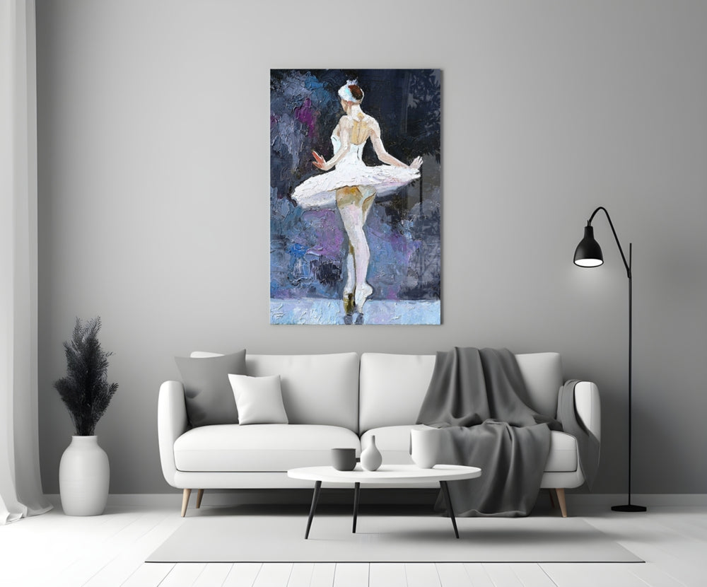 Ballerina glass wall art styled in a bedroom