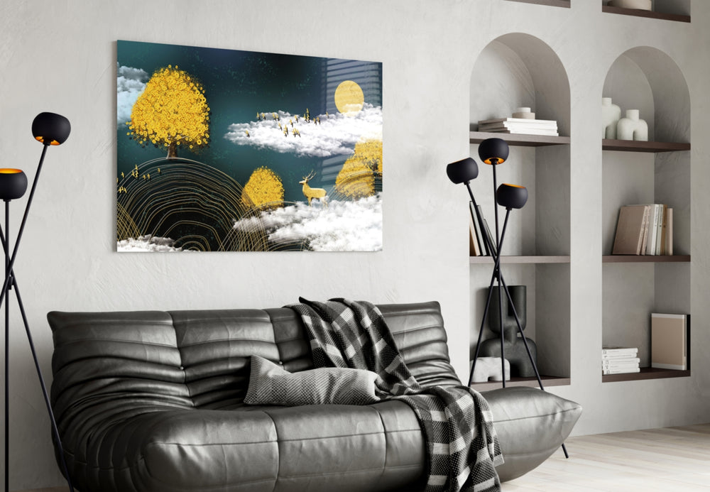Abstraction panel adding editorial mood to a dining room