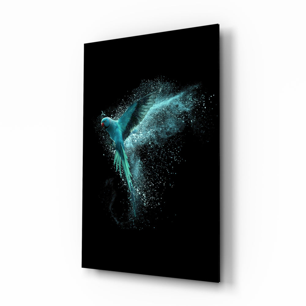 Dust-explosion panel bringing bold drama to a contemporary lounge