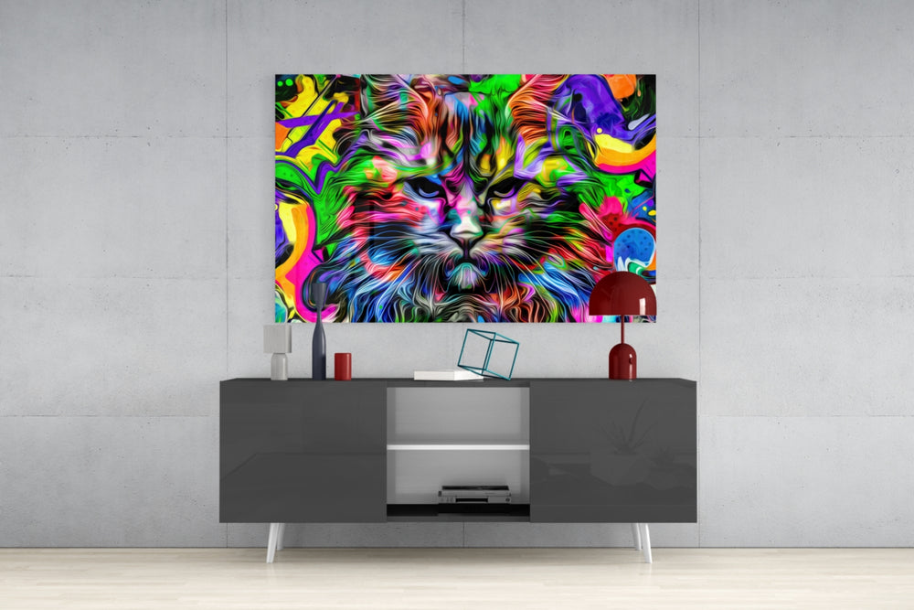Cat Glass Wall Art.