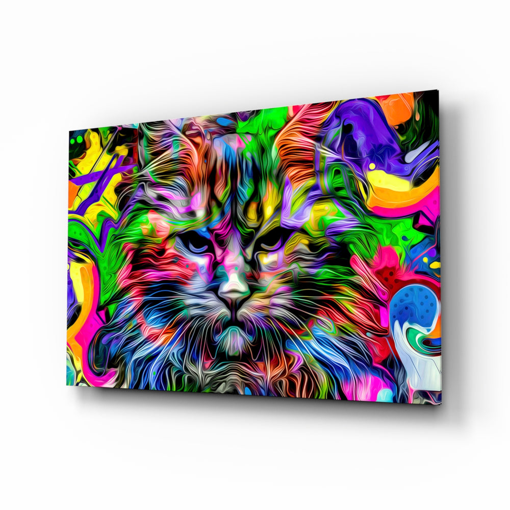 Neon-graffiti panel bringing bold whimsy to a contemporary lounge