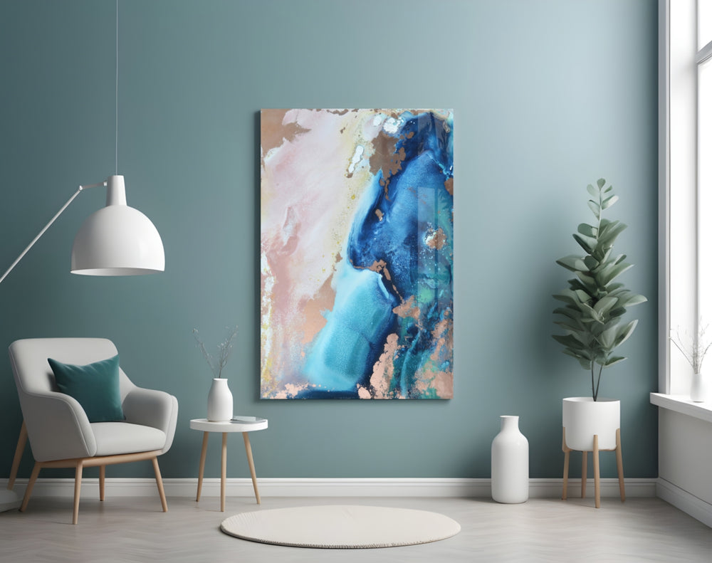 Abstraction panel adding editorial calm to a bedroom