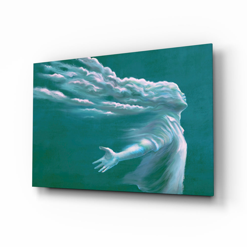 Surreal-ethereal panel bringing dreamy calm to a contemporary lounge