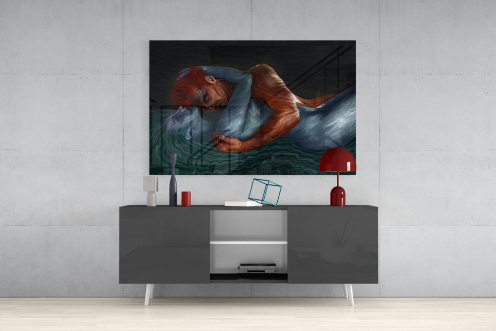 Water And Fire Glass Wall Art.