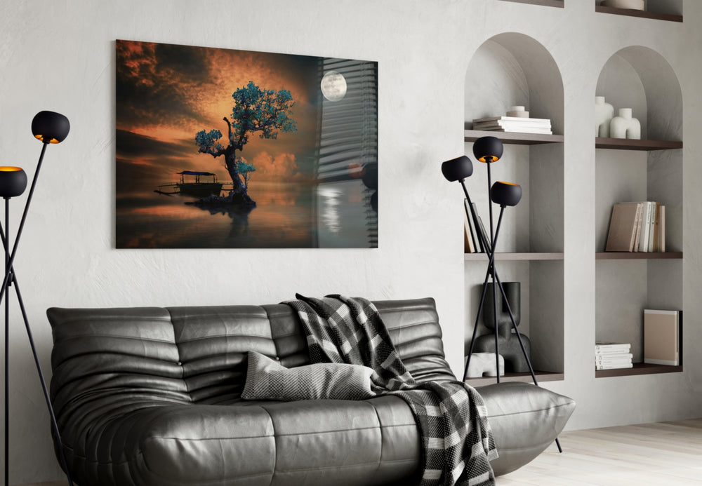 Night of the Tree panel adding editorial mood to a bedroom