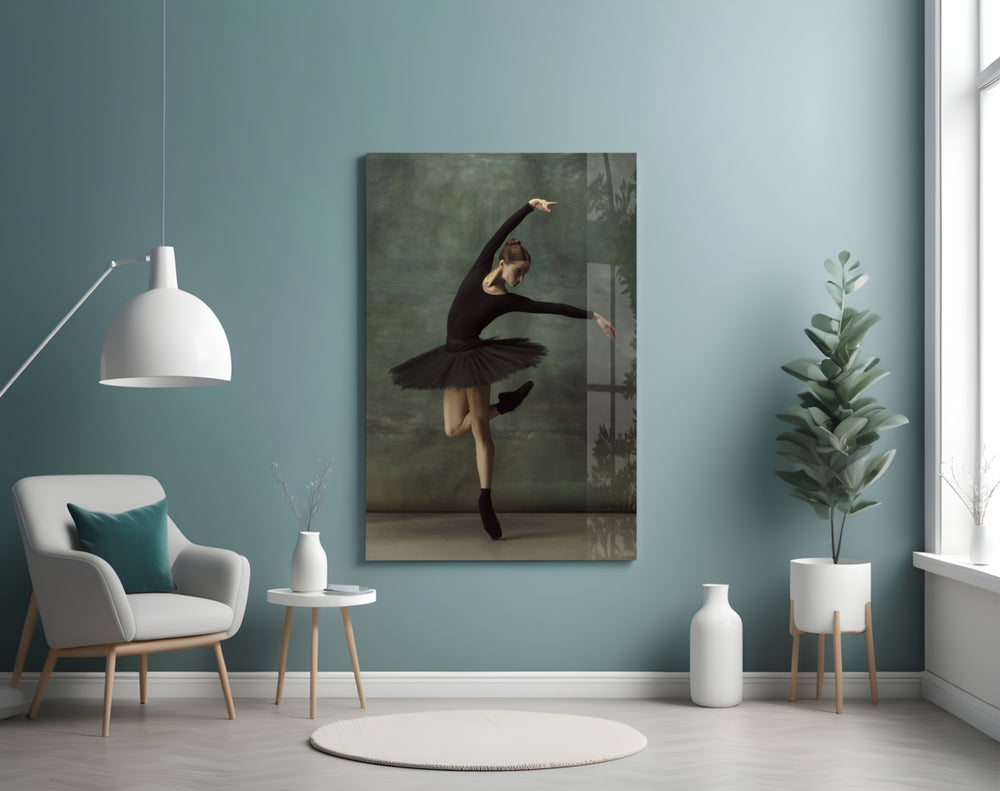 Ballerina panel adding editorial mood to a bedroom