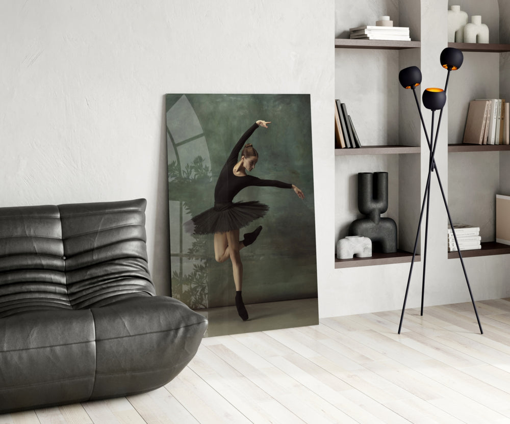 Ballerina glass print enhancing a hallway with cinematic calm