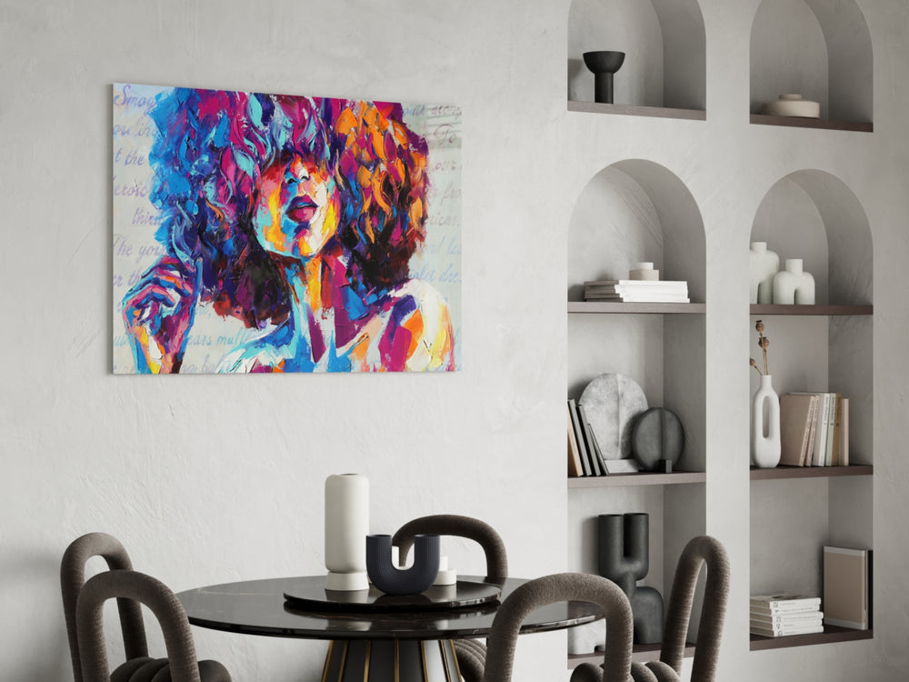 Bohemian glass print enhancing a hallway with cinematic warmth