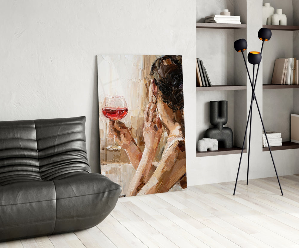 Wine and Women panel adding editorial elegance to a home bar