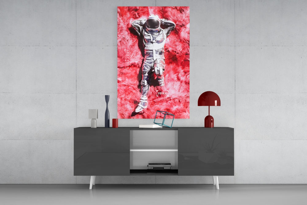 Astronaut and Space Grass panel catching screen glow to reveal its electric saturation