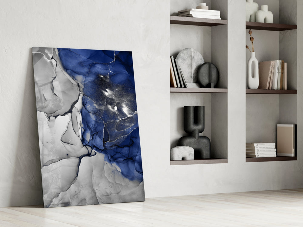 Blue Marble glass print enhancing a dining room with cinematic gravity