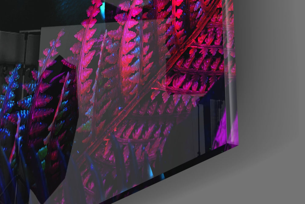 Neon Glances artwork anchoring a wall with electric after-dark palette