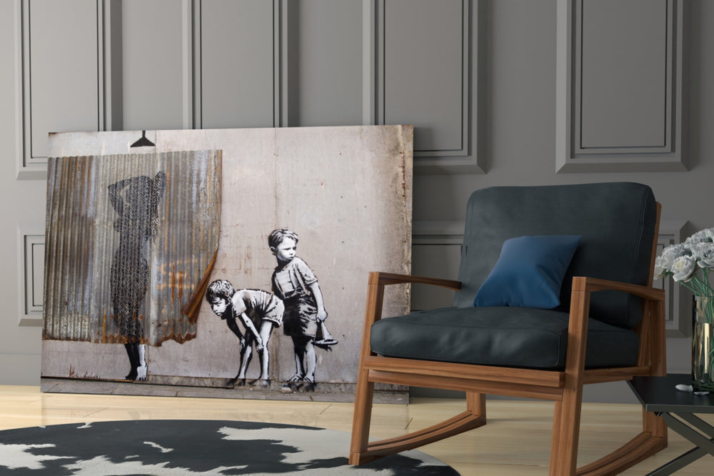 Curiosity glass print enhancing a living room with cinematic mood