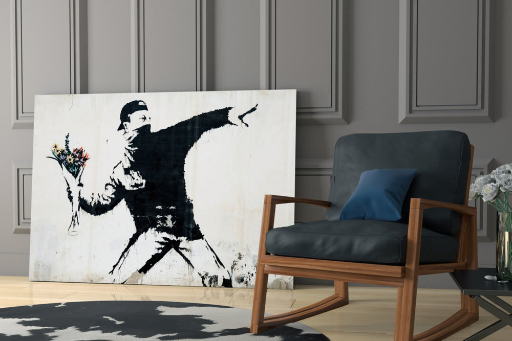 Transverse War glass print enhancing a hallway with cinematic poise