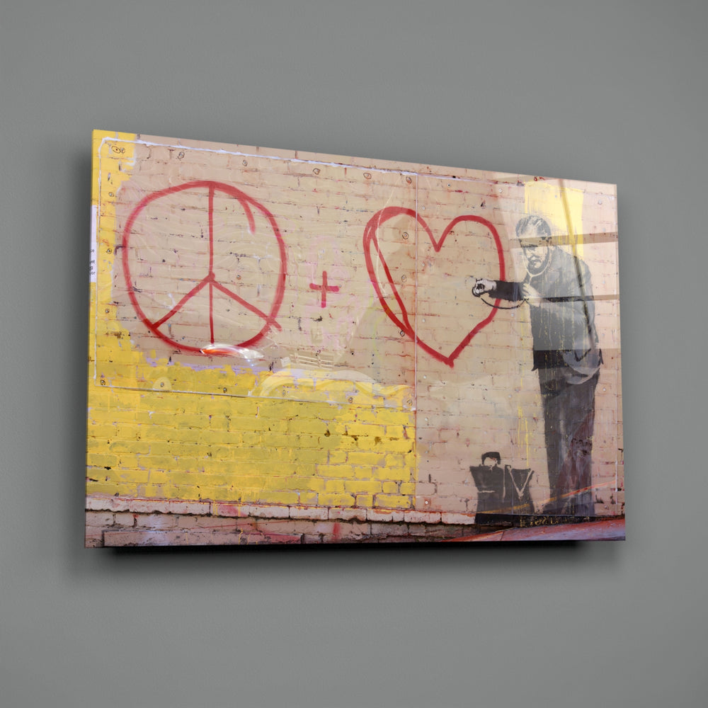 Stencil graffiti panel bringing hopeful warmth to a contemporary lounge