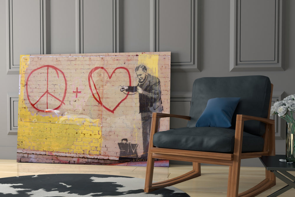Graffiti Doctor glass print enhancing a living room with cinematic glow