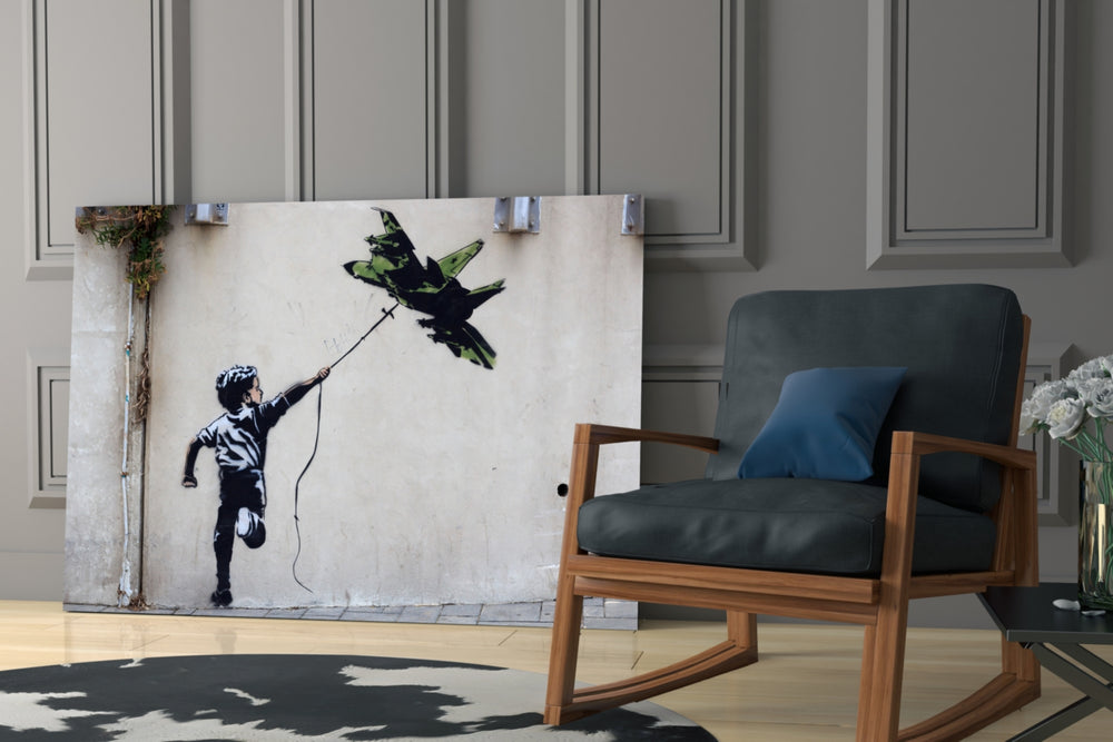 War Kite glass print enhancing a hallway with cinematic poise
