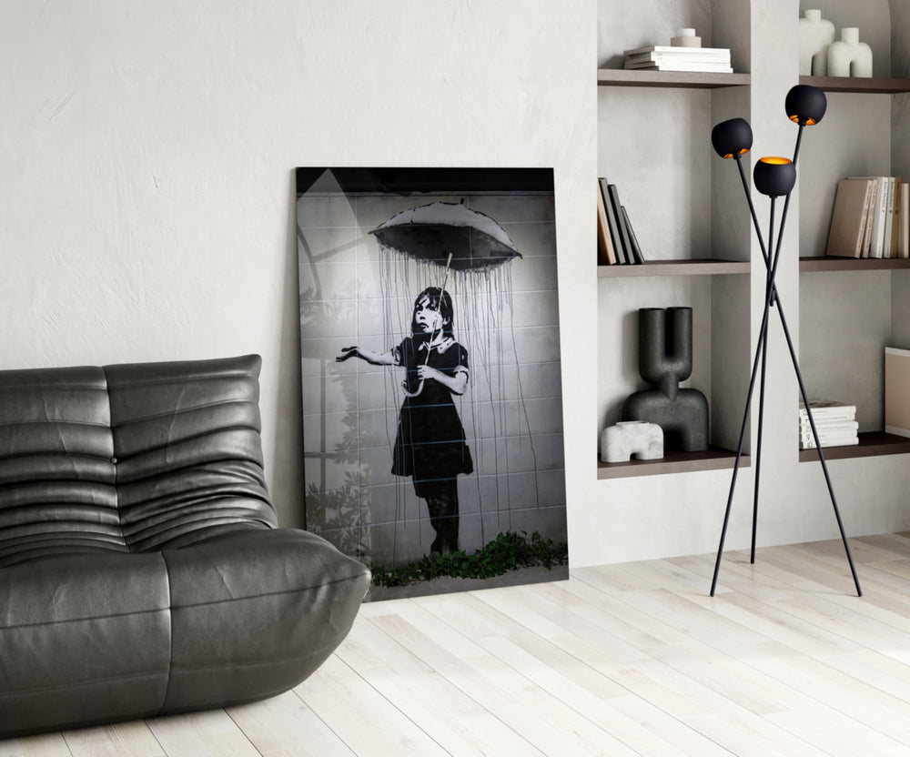 Escape from the Rain panel adding editorial calm to a living room