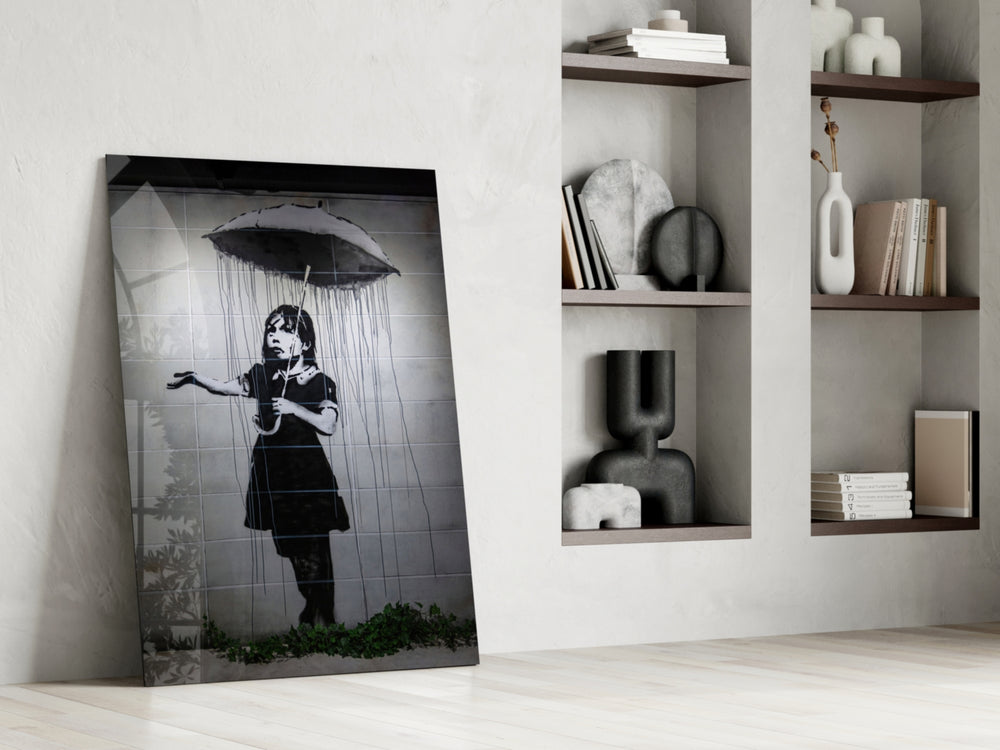 Escape from the Rain glass print enhancing a bedroom with cinematic mood