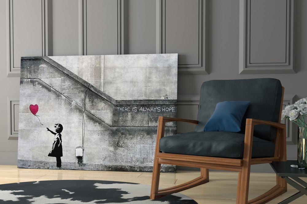 Flying Heart glass print enhancing a living room with cinematic warmth