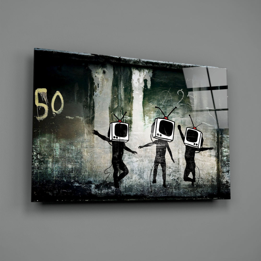 Stencil street-art panel bringing dystopian drama to a contemporary gaming lounge
