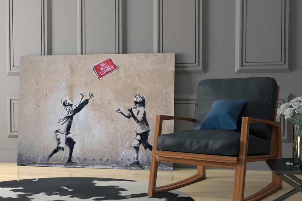 Lost Ball glass print enhancing a living room with cinematic mood
