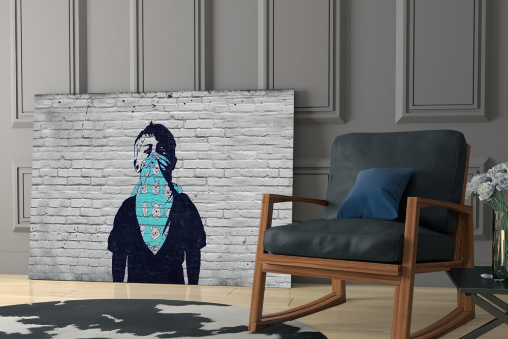 Cute Activist glass print enhancing a living room with cinematic mood