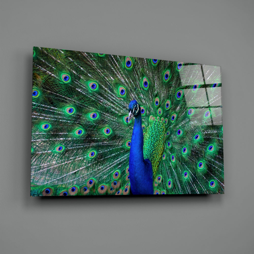 Nature-portrait panel bringing iridescent warmth to a contemporary dining room