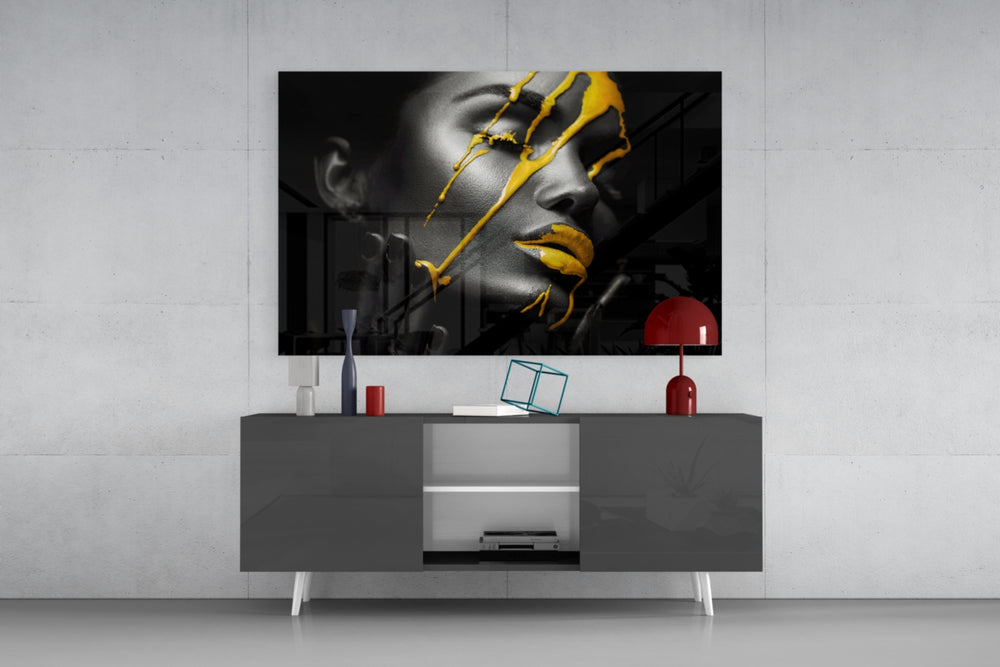 Yellow Paint panel catching low light to reveal its sculptural depth