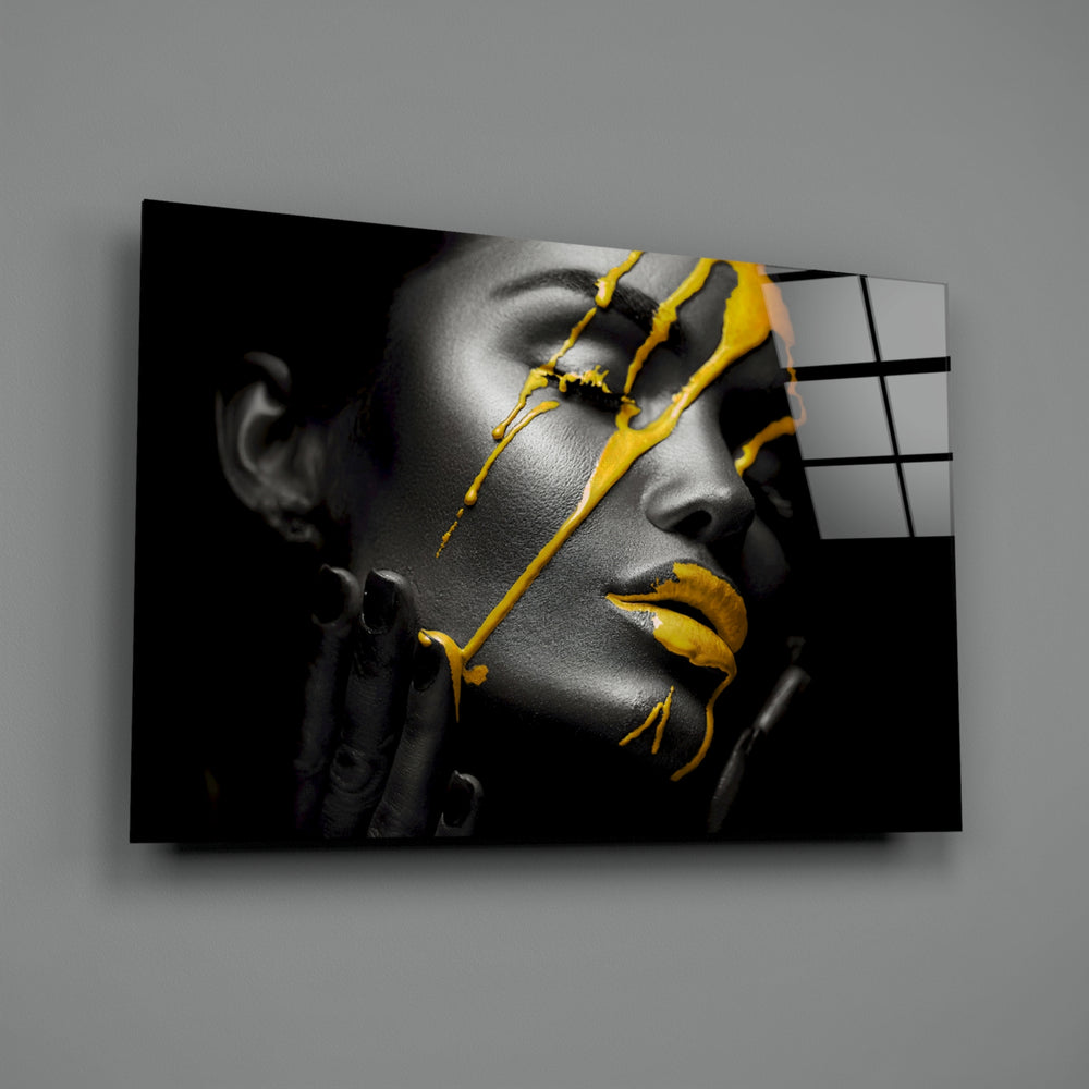 Low-key portrait panel bringing sculptural gravity to a contemporary bedroom