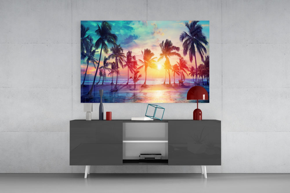 Sunset and Palms panel catching window light to reveal its dreamy saturation
