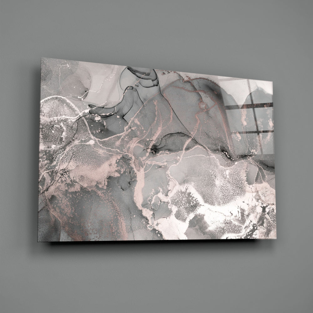 Alcohol-ink panel bringing romantic softness to a contemporary bedroom