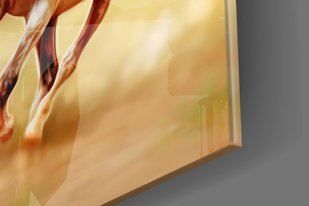 Running Horses artwork anchoring a wall with bold prosperity-driven palette