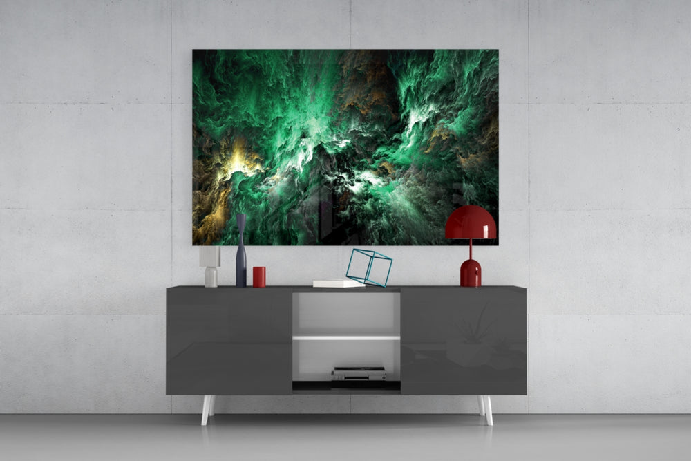 Green Space panel catching low light to reveal its luminous depth