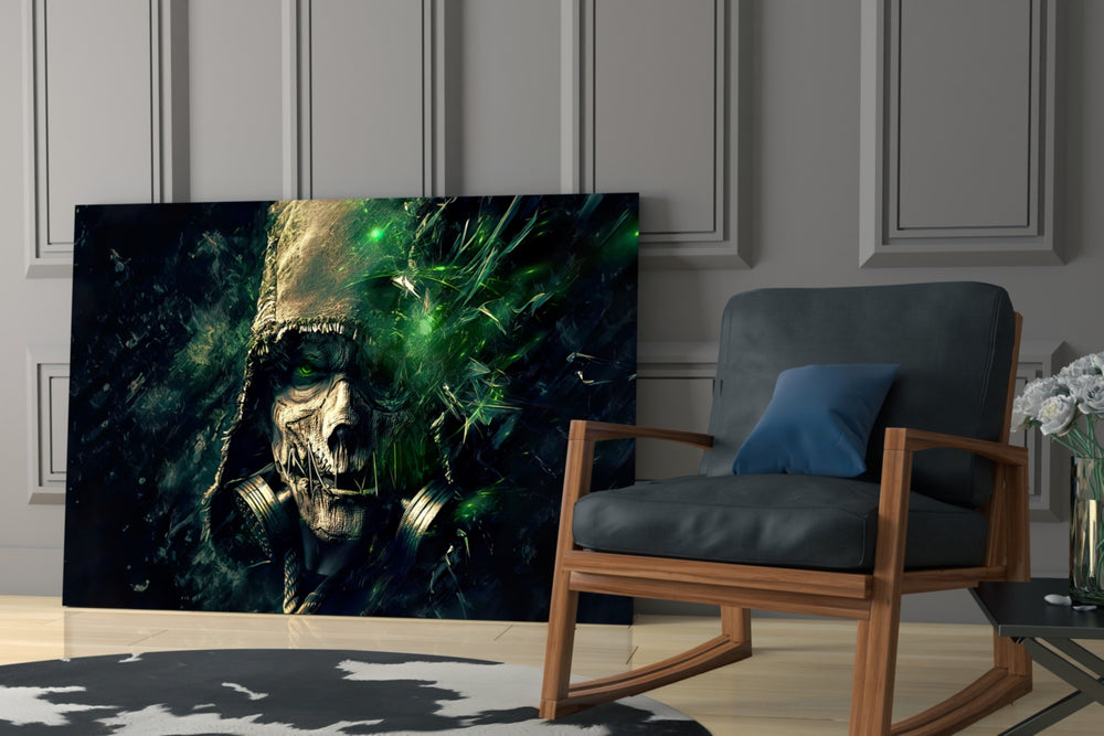 Balustrade glass print enhancing a gaming room with cinematic mood
