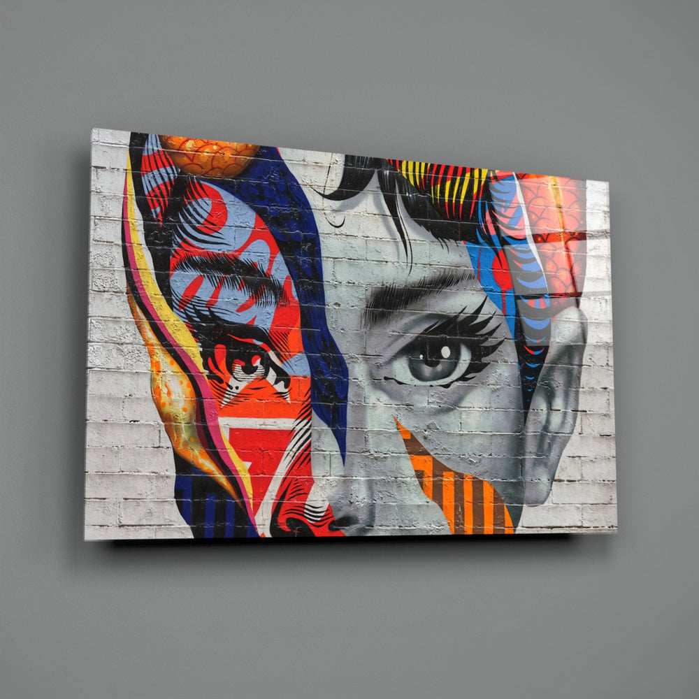 Pop-graffiti panel bringing electric drama to a contemporary lounge