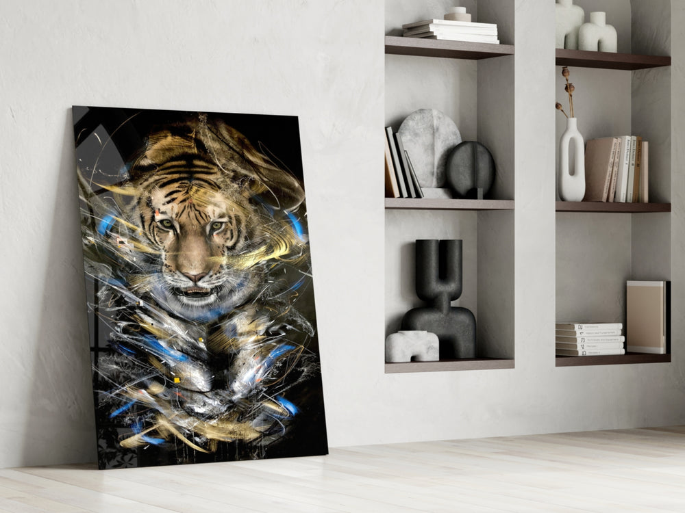 Tiger glass print enhancing a man cave with cinematic gravity
