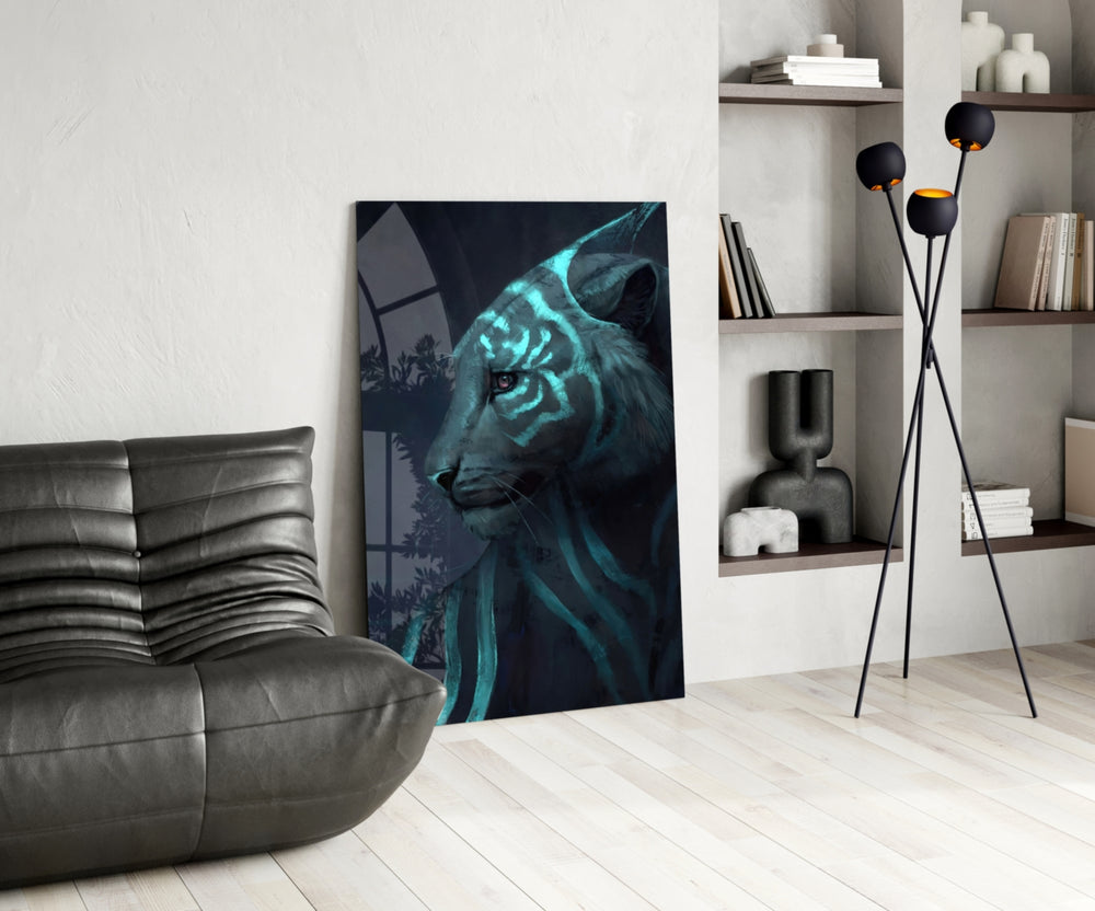 Neon Tiger panel adding editorial drama to a teen lounge