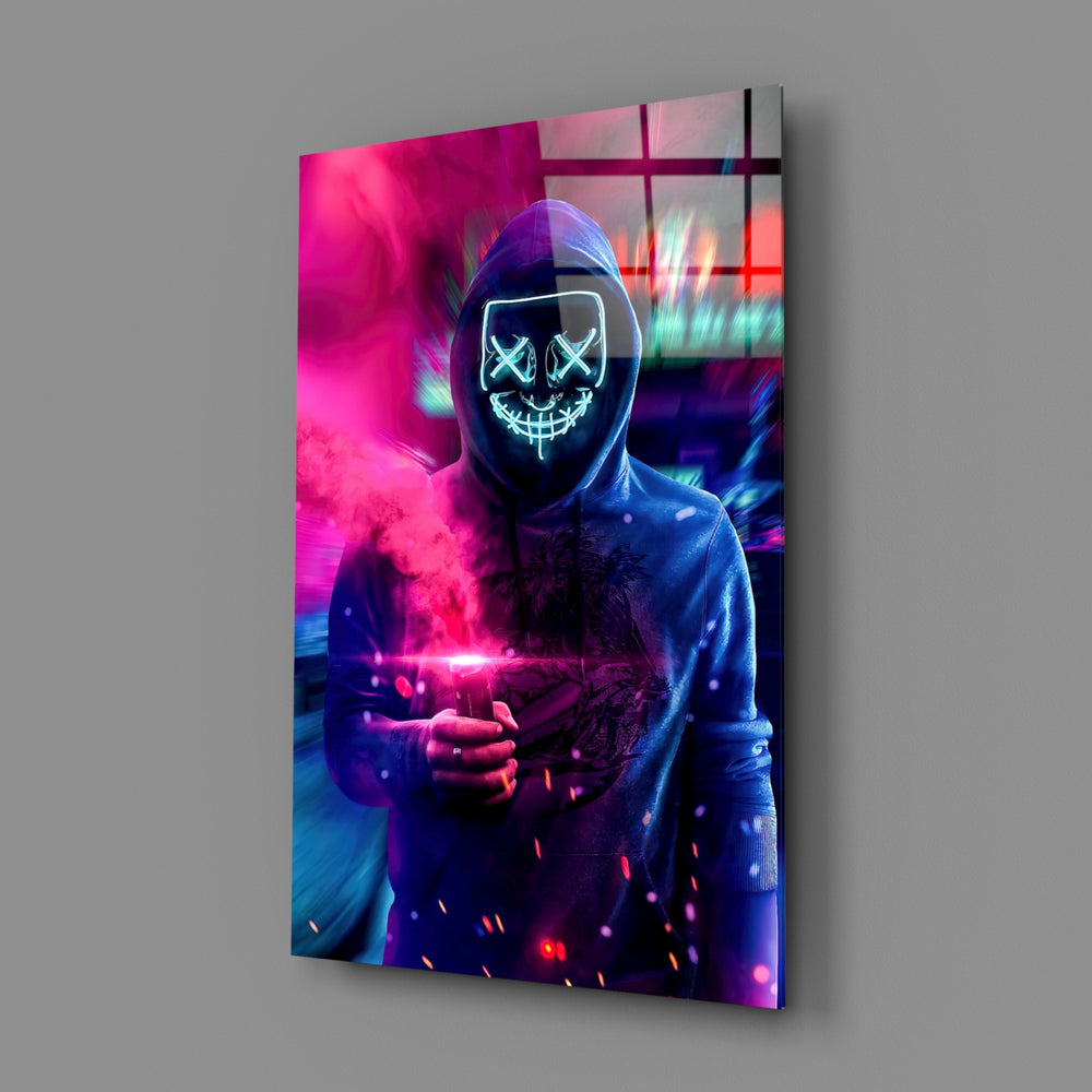 Cyber-cinematic panel bringing electric drama to a contemporary gaming lounge