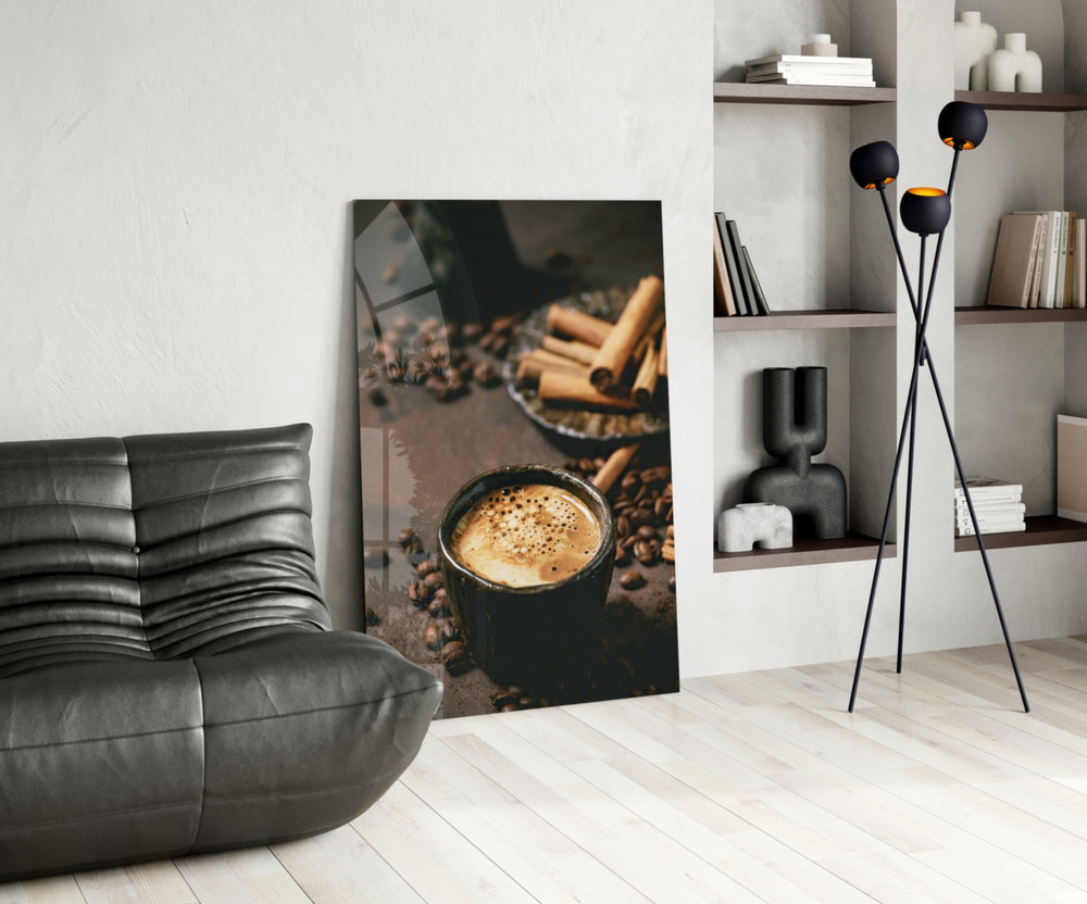 Cinnamon Coffee panel adding editorial calm to a restaurant