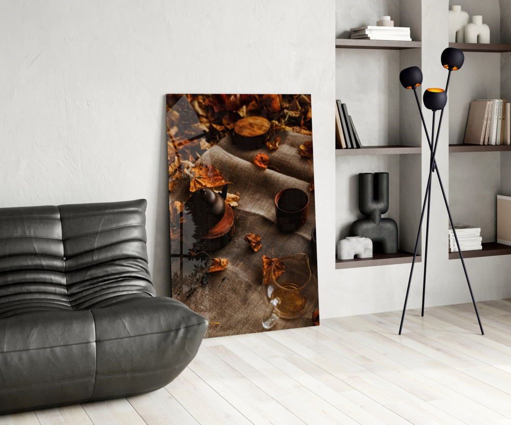 Autumn Picnic panel adding editorial calm to a restaurant