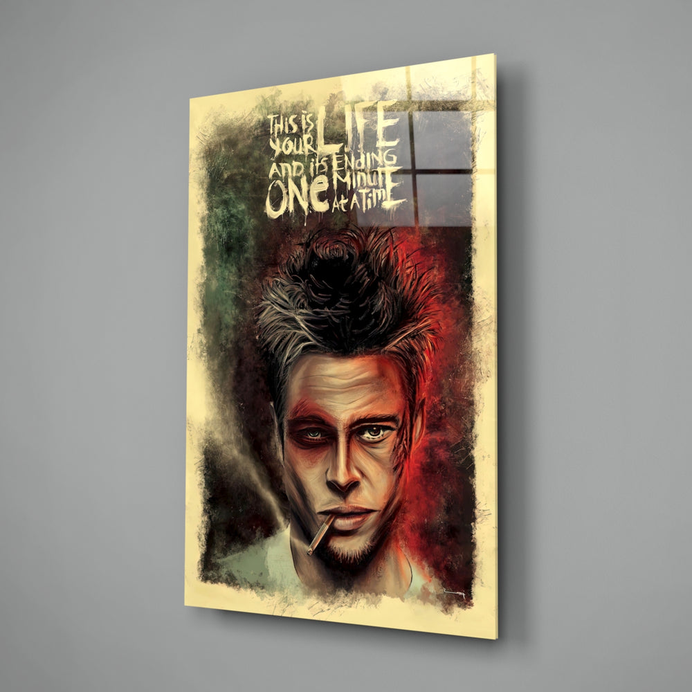 Painterly-poster panel bringing biting candor to a contemporary office