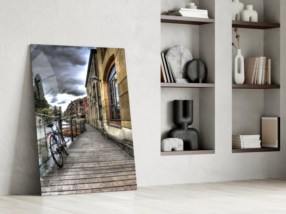 Street View glass print enhancing a restaurant with cinematic poise