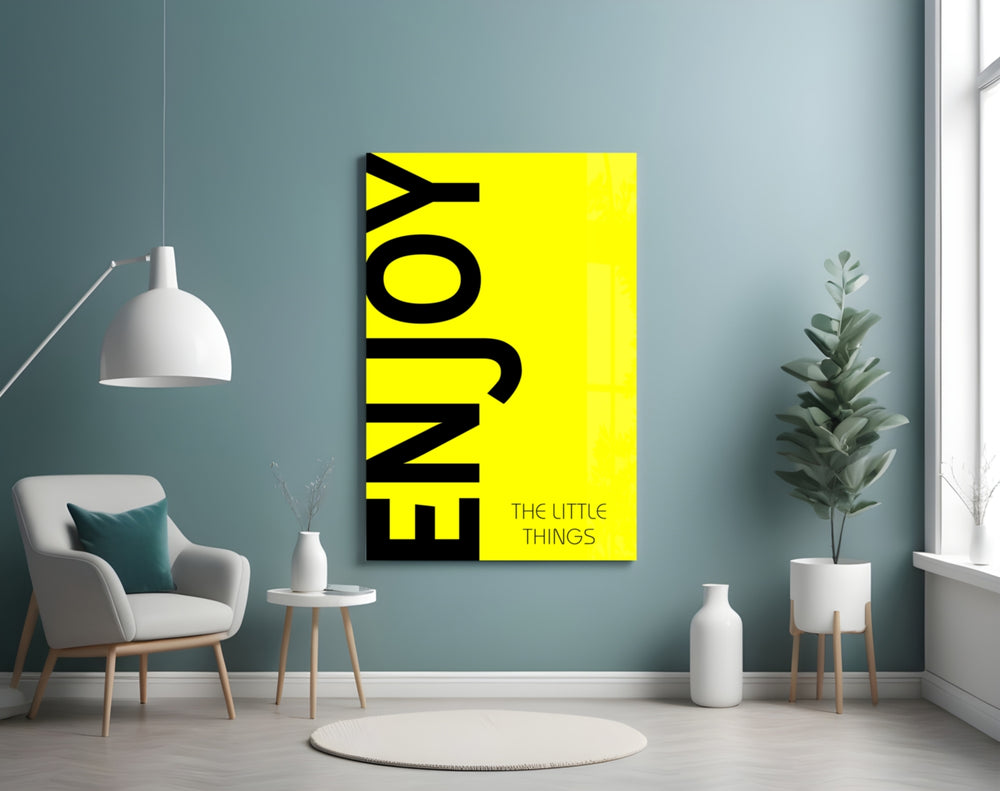 Enjoy The Little Things glass wall art styled in a kids room
