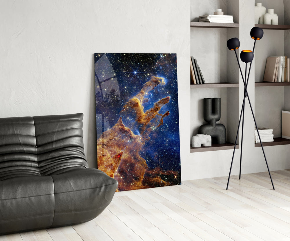 Space panel adding editorial gravity to an office